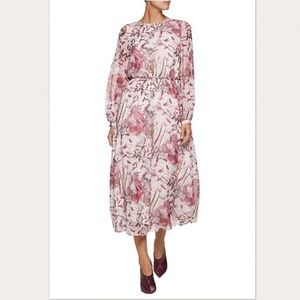 IRO Red Aby Open-back Printed Silk-georgette Dress